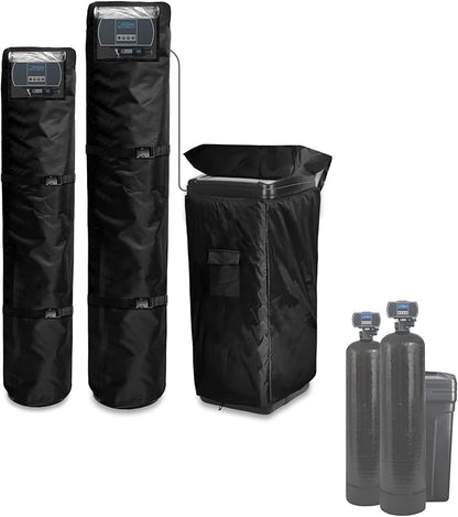 Bitubi Water Softener System Cover Outdoor for PRO+AQUA Water Softener System, 2Pcs Softener Tank/Filter Cover + 1Pcs Brine Tank Cover, All Weather Protection, Black