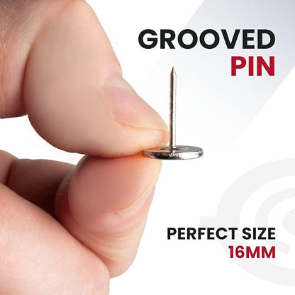 16MM GROOVED Flathead Pins for Retail Security Tags EAS Loss Prevention – 1000 Count – Checkpoint Security Compatible for Theft Prevention – for Apparel, Accessories, Others by BullsEye Protection