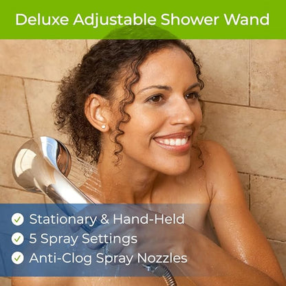 WaterChef Premium Shower Filter System SF-7C-ECO – 1.8 GPM Water-Saving (Brushed Nickel) – Deluxe Adjustable Wand, Advanced Filtration, NSF/ANSI Certified, 10,000 Gal.