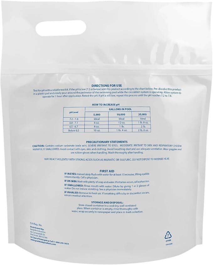 Pool Mate 5-Pounds Premium pH Up for Pools, 100% Sodium Carbonate