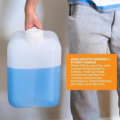 FastRack 5 Gallon Hedpak Jug with Screw Cap | 3-Pack BPA-Free Food-Grade HDPE Water Container, Leak-Resistant White | For Brewing, Fermentation & Emergency Water Storage
