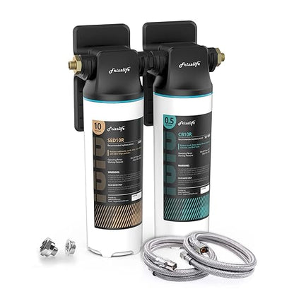 Frizzlife DW10 Under Sink Water Filter System, NSF/ANSI 53&42 Certified Elements, Reduces 99.99% Lead, Chlorine, Fluoride, Bad Taste & Odor, Direct Connect, 0.5 Micron, USA Tech