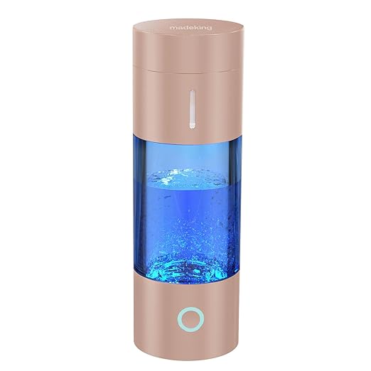 Hydrogen Water Generator Bottle - 400ml Rechargeable Hydrogen Water Ionizer Machine, Portable Hydrogen Rich Water Cup Maker, Hydrogen Water Bottle Glass Good for Travel, Sports, Gift (Gold)