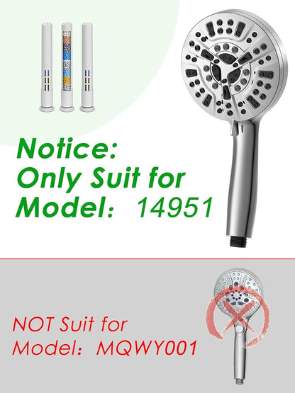 Pavezo® Replacement Shower Filter for Handheld Shower Head 【No.14951 (ASIN: B09YN8Z2YD), Multi-stage Filter for Hard Water Reduce Chlorine and Restore PH Balance,Glowing Skin (White-3Pcs)