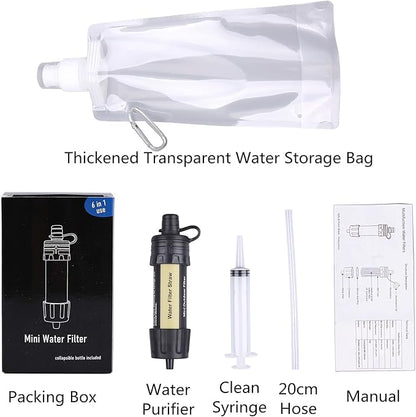 Outdoor Mini Water Filter,100000 Gallons Camping Water Filter,0.01μm Backpacking Water Filter for Hiking Emergency Wilderness Expedition