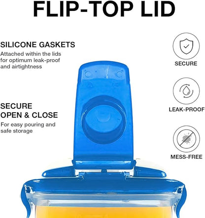LocknLock Aqua Fridge Door Water Jug with Handle BPA Free Plastic Pitcher with Flip Top Lid Perfect for Making Teas and Juices, 2 QT, Blue (Pack of 5)