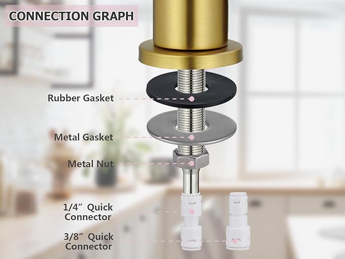 Tohlar Drinking Water Faucet for Kitchen Sink, Gold Filtered Water Faucets Lead-Free Reverse Osmosis Tap Water Filtration System 304 Stainless Steel, Brushed Gold Finish