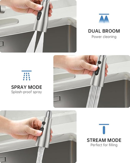 DAYONE Kitchen Faucet with Water Filter and Sprayer, 3 in 1 Pull Down Faucet with Purfied Water Faucet, 20 Inches High Arc Kitchen Water Filter Faucet, Brushed Nickel (Without Filtration Device)