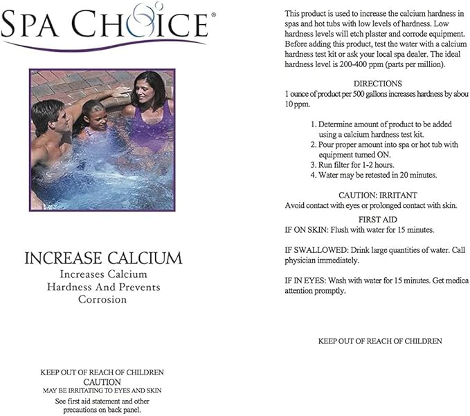 SpaChoice 14-Ounces 2-Pack Premium Increase Calcium, Calcium Hardness Increaser Hot Tub, Made in USA