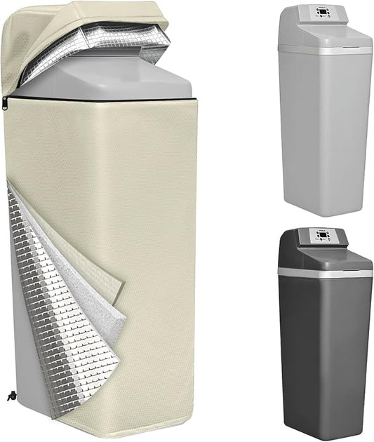 Water Softener Cover Insulated, 3 Layers Insulation Heavy Duty Protection Cover for WHES30E / WHES40E Grain Softener and 350/420 Water Softener, 16x21x48in, Beige