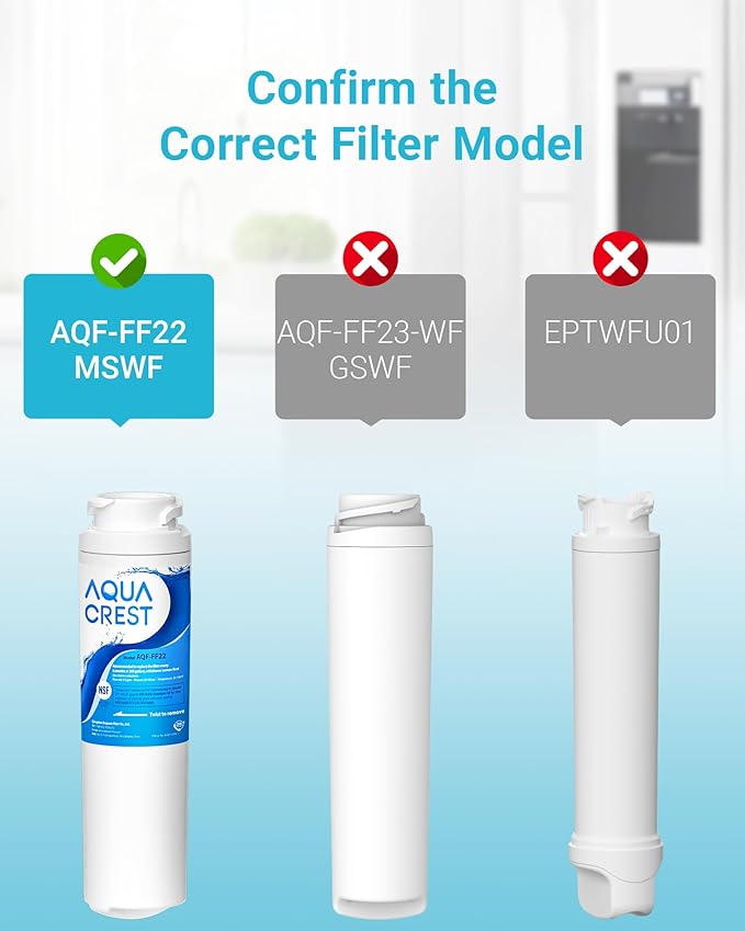 AQUA CREST MSWF Refrigerator Water Filter, Replacement for GE MSWF, 101820A, 101821B, RWF1500A, Pack of 3