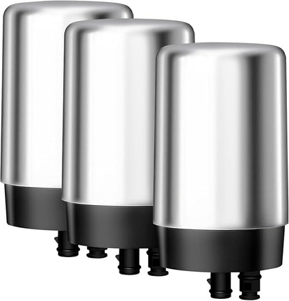 AQUA CREST 7027S Faucet Water Filter, Replacement for Brita® Filter, Brita® 36311 On Tap Water Filtration System, FR-200, FF-100, 100 Gallons, Chrome, 3 Pack