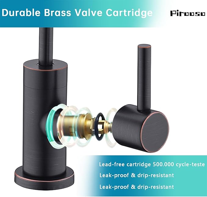 Oil Rubbed Bronze RO Faucet - 360° Swivel Drinking Water Faucet, Lead-Free Brass Water Filter Faucet Compatible with Reverse Osmosis & Under Sink Filtration Systems