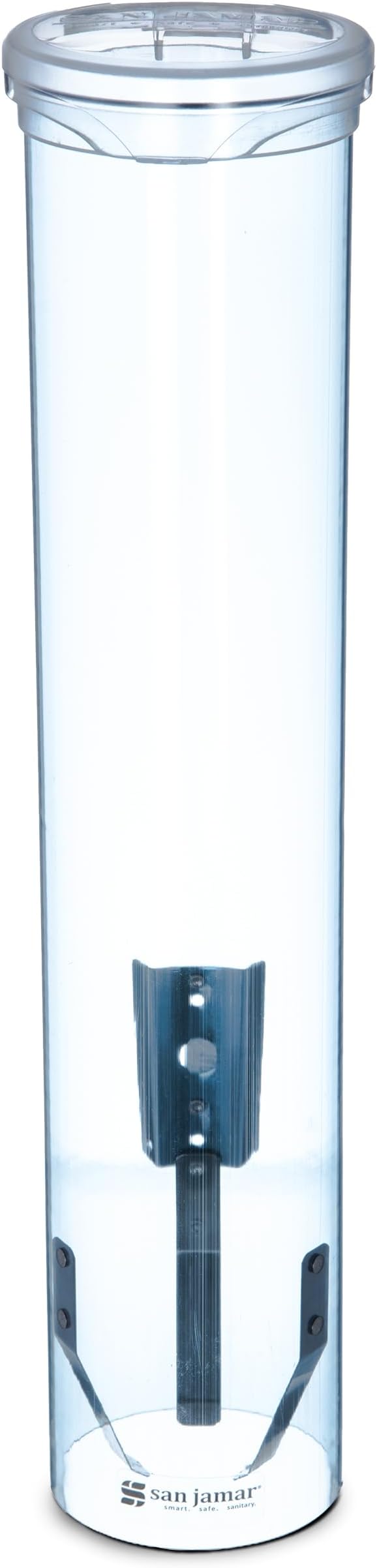 San Jamar Small Pull-Type Cup Dispenser Fits 3-4.5 Oz Cone Cups, 3-5 Oz Flat Cups with Flip Caps for Restaurants, Dining Halls, and Fast Food, Plastic, 16 Inches, Blue