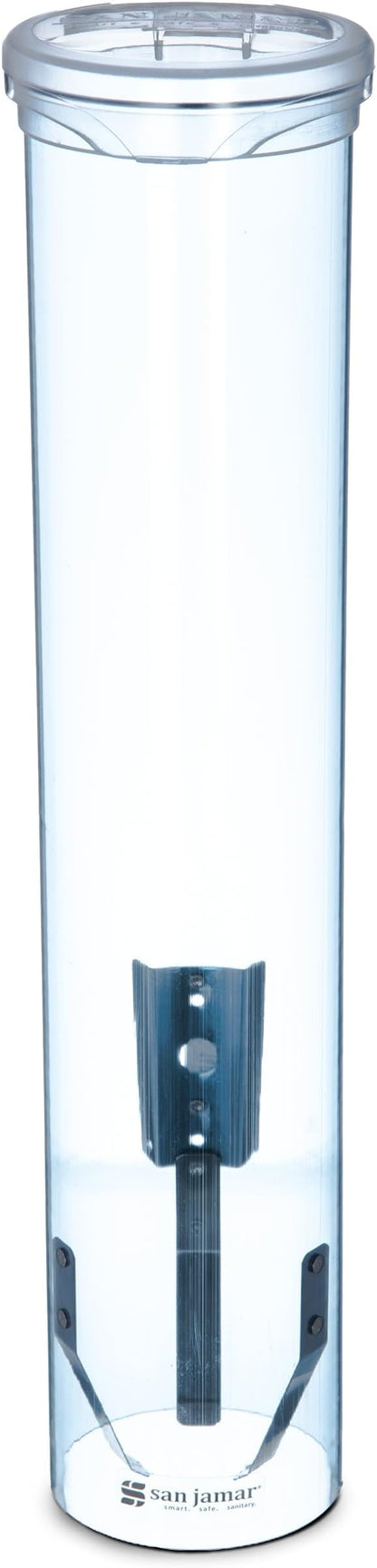 San Jamar Small Pull-Type Cup Dispenser Fits 3-4.5 Oz Cone Cups, 3-5 Oz Flat Cups with Flip Caps for Restaurants, Dining Halls, and Fast Food, Plastic, 16 Inches, Blue