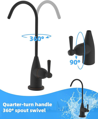 Hibbent Drinking Water Faucet for Bar and Kitchen Sink, Stainless Steel Reverse Osmosis RO Faucet for Under-Sink Filtration System, Oil-Rubbed Bronze Finish