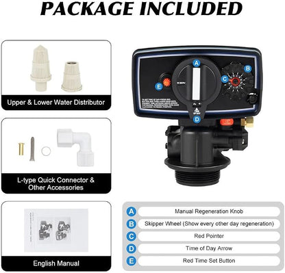 Water Softener Control Valve, 110V Timer Control Valve for Water Softening Systems, 12-Day Timer Controll Valves, High Flow 2T/H