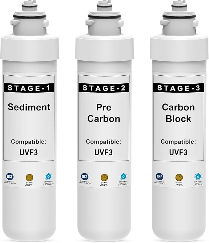 3 Stage Filter Replacement Kit Compatible with Brio UVF3 MIB300PKF