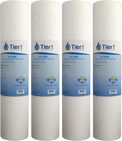 Tier1 5 Micron 20x4.5 Water Filter | Spun Wound Polypropylene Whole House Sediment Pre-Filter Cartridge | Replacement for Pentek DGD-5005-20, SDC-45-2005 | 4.5 x 20 Water Filter Cartridge (4-Pack)