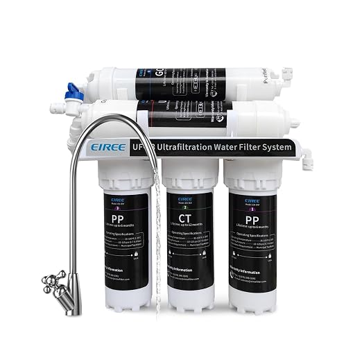Eiree UF33 0.01μm Ultra Filtration Under Sink Water Filter System 6 Stages Under Counter Water Filter Direct Connect to Kitchen Faucet, Reduces Chlorine, Taste and Odor, Fluoride