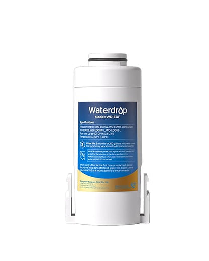 Waterdrop EDF Water Filter Replacement for Waterdrop ED01/ED02/ED04 Electric Water Filter Pitcher, 3 Months or 200 Gallons, NSF/ANSI 401&53&42&372, 1 Pack