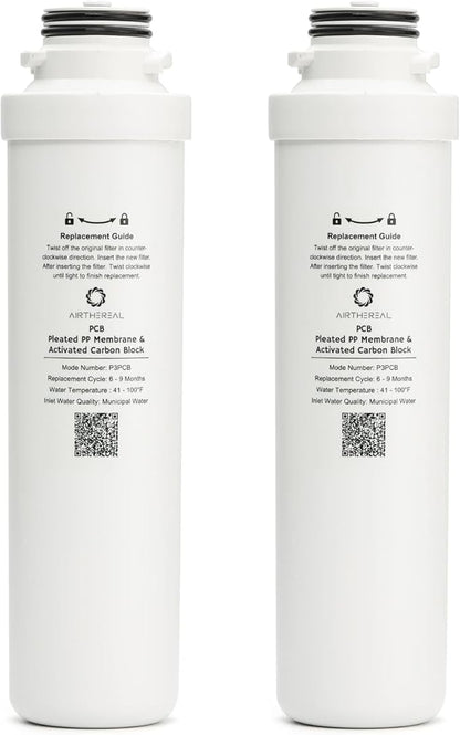 Airthereal PCB Replacement Filter for Pristine Lite3 Countertop Reverse Osmosis System,1st Stage, Reduces large particles, chlorine, colors and odors, 2-Pack