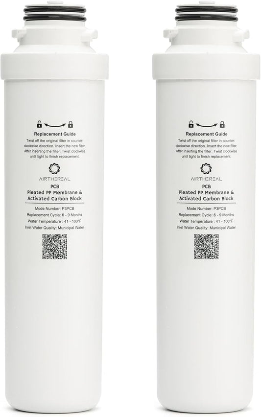 Airthereal PCB Replacement Filter for Pristine Lite3 Countertop Reverse Osmosis System,1st Stage, Reduces large particles, chlorine, colors and odors, 2-Pack