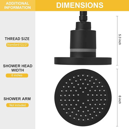 BESy High Output Shower Filter Filtered Shower Head Shower Water Softener with Hard Water Improves The Condition of Your Skin & Hair Round Matte Black