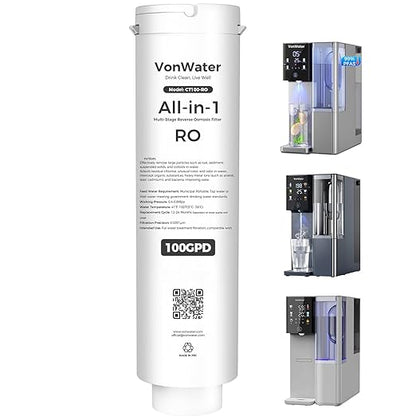 CT100-RO Replacement Filter | 𝐑𝐞𝐯𝐞𝐫𝐬𝐞 𝐎𝐬𝐦𝐨𝐬𝐢𝐬 RO Filter Cartridge for CT910/C5/CT910G Series | 100GPD 12-24 Months | NSF/ANSI372,42,58, Reduce TDS PFAS (CT100-RO)