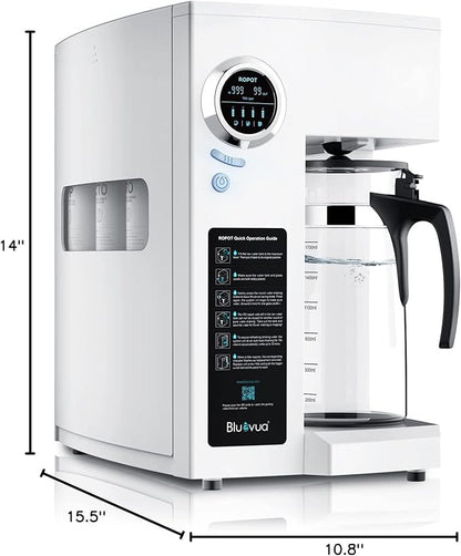 Bluevua RO100ROPOT Countertop Reverse Osmosis Water Filter System, Portable RO Filtration with Remineralization, No Installation, WQA Certified - ROPOT, 5-Stage RO