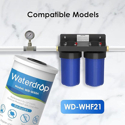 Waterdrop FXHTC Whole House Carbon Water Filter, Replacement for GE® FXHTC, GXWH40L, GXWH35F, Culligan® RFC-BBSA, American Plumber W10-PR, W10-BC, WRC25HD, 10" x 4.5" Cartridge, 5 Micron, Pack of 2