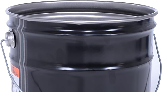 Vestil PAIL-STL-RI Steel Open Head Pail with Handle, 5 gallon Capacity, Black, Pack of 1