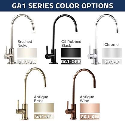 iSpring GA1-AW Heavy Duty Contemporary Style High Spout Kitchen Bar Sink Non-Air Gap Drinking Water Faucet in Antique Wine - 1/4"