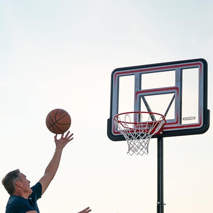 Lifetime Portable Basketball Hoop, Adjustable Height 7.5-10 Ft, 44 Inch Shatterproof Fusion Backboard, Base with Wheels