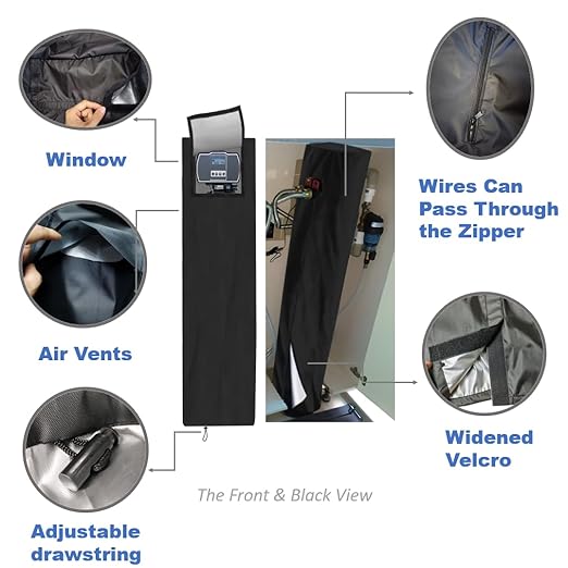 Water Softeners Cover for Outside Units,Filter Tank(14’’D×64’’H)+Brine Tank(16''D×44''H),Water Softener Cover Outdoor,All-Weather Protection,Black