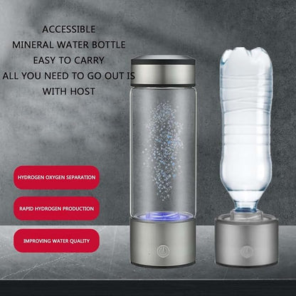 Hydrogen Water Bottle Generator,Portable Hydrogen Water Ionizer Machine, Hydrogen Water Pitcher with New PEM/SPE Technology,Hydrogen Rich Water Glass Health Cup for Home Travel(420ML)