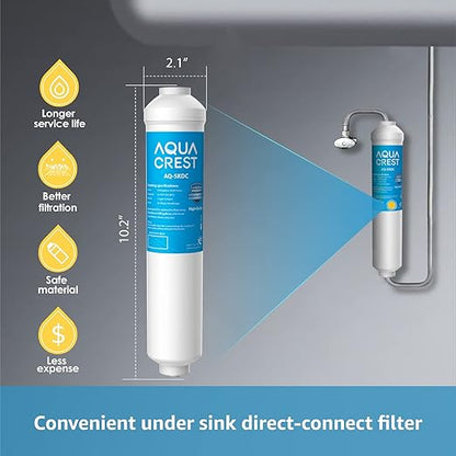 AQUA CREST 5KDC Under Sink Water Filter System, Direct Connect Under Sink Water Filter, NSF/ANSI Tested, Reduces PFAS, PFOA/PFOS, Chlorine, 5K Gallons Ultra High Capacity