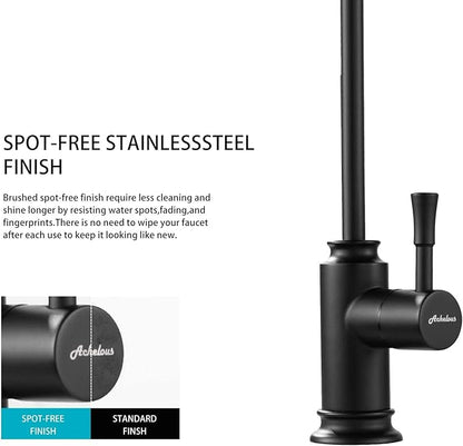 Achelous Matte Black Kitchen Water Filter Faucet,Stainless Steel Lead-Free Drinking Water Faucet Fits Reverse Osmosis Units or Filtration System in Non-Air Gap
