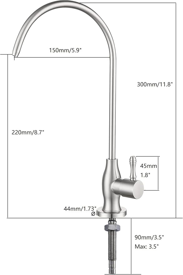 Drinking Water Faucet, GULICA Commercial Water Filtration Faucet for Under Sink Water Filter System Kitchen Bar Sink, Chrome Water Dispenser