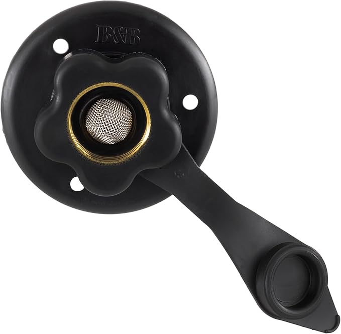 RecPro RV City Water Fill Inlet | Black | Optional Hose Elbow | Flange Brass with Check Valve | Camper | Trailer | Marine | Made in USA (with Hose Elbow)