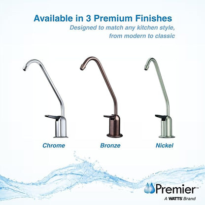 Watts Premier Standard Air Gap Auxiliary Faucet with 1/4" Supply Tubing Connection for RO Reverse Osmosis Water Filtration Systems, Touch N'Flow Spring Loaded Handle, Chrome