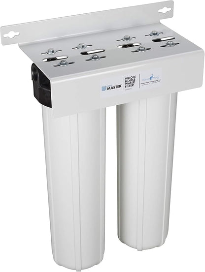 Home Master HMF2SdgC Whole House Water Filter, 4-layer sediment filter 25 to 1 micron, Radial Flow Carbon 20gpm, 1” NPT ports, Patented heavy steel bracket fits 16” wall studs, Pressure Performance