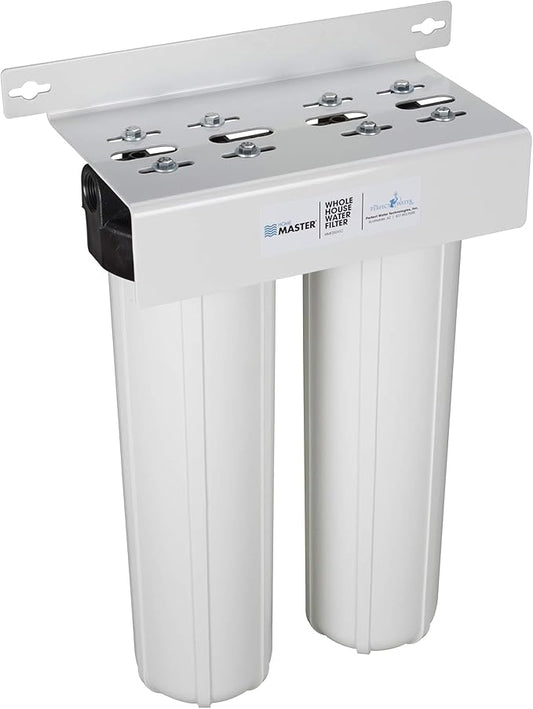 Home Master HMF2SdgC Whole House Water Filter, 4-layer sediment filter 25 to 1 micron, Radial Flow Carbon 20gpm, 1” NPT ports, Patented heavy steel bracket fits 16” wall studs, Pressure Performance
