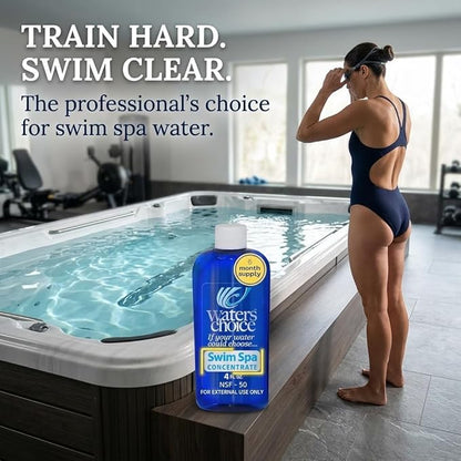Waters Choice Water Clarifier Swim Spa Concentrate - The First and Only All Season Enzyme Application Designed Specifically for Indoor and Outdoor Swim Spas. 6 Month Supply. Minimal Sanitizer.