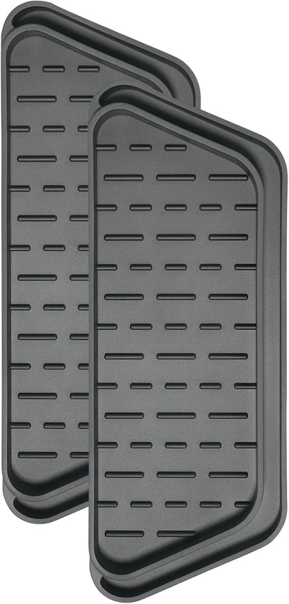 Crystala Filters Non-slip Cuttable fridge water Dispenser Drip Tray, Fridge Water Dispenser Drip Tray Prevents Water Splashes, 2 Pack (Rectangular, Black)