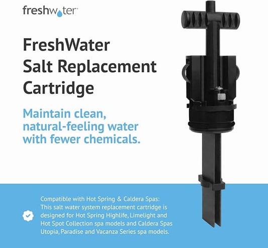 FreshWater Salt System Cartridge - Water Treatment Replacement Cartridge for Spas & Hot Tubs - Easy Maintenance - Supports Natural-Feeling Water to Help Prevent Dry Eyes & Itchy Skin (2 Pack)