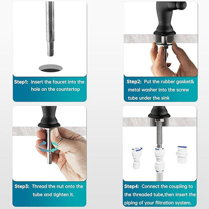 Stainless Steel Water Filter Faucet Delle Rosa Commercial Water Filtration Faucet for Under Sink Water Filter System Modern Brushed Nickel Kitchen Bar Sink Drinking Water Faucet,Non-Air Gap RO Faucets