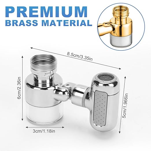 Sink Water Filter Faucet, 360 ° Rotating Kitchen Faucet Water Purifier, Bathroom Faucet Filter Removes Chlorine Fluoride Heavy Metals Hard Water for Home, Kitchen & Bathroom