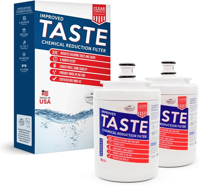 Clear Choice Taste Filter Replacement for Maytag UKF7003 FILTER7 Filter Compatible with EFF-6014A HDX-FMM-1 FMM-1 MYRF-100 Refrigerator Water Filter, NSF/ANSI 42, Box of 2, Made in the USA