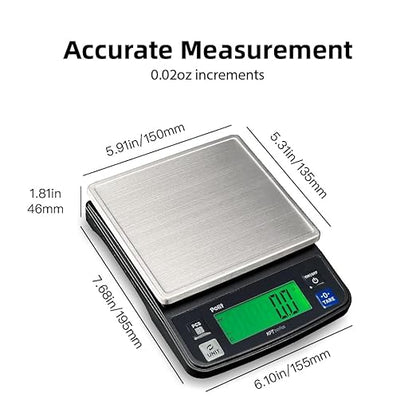 Polit KPT-EVO Digital Food Scale – 0.5g Precise Rechargeable Scale with Stainless Steel Tray, 13lb/6kg Capacity, Ideal for Baking, Coffee Brewing and Diet Tracking